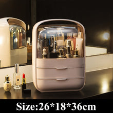 Load image into Gallery viewer, Creative Desktop Organizer Transparent Cosmetic Storage Box Protable Makeup Organizer Drawer Rotating Travel Organizers Mirror
