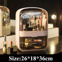 Load image into Gallery viewer, Creative Desktop Organizer Transparent Cosmetic Storage Box Protable Makeup Organizer Drawer Rotating Travel Organizers Mirror
