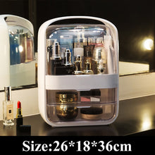 Load image into Gallery viewer, Creative Desktop Organizer Transparent Cosmetic Storage Box Protable Makeup Organizer Drawer Rotating Travel Organizers Mirror
