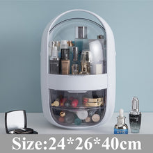 Load image into Gallery viewer, Creative Desktop Organizer Transparent Cosmetic Storage Box Protable Makeup Organizer Drawer Rotating Travel Organizers Mirror
