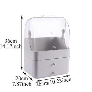 Creative Desktop Organizer Transparent Cosmetic Storage Box Protable Makeup Organizer Drawer Rotating Travel Organizers Mirror