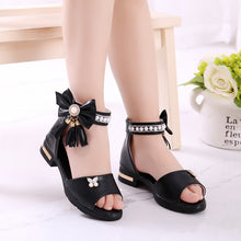 Load image into Gallery viewer, Kids Sandal Girls Summer Shoes Children High Heels For Girl Kids Tassel Beading Princess Shoes 4 5 6 7 8 9 10 11 12 13 14 Years
