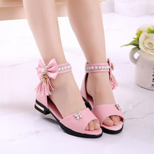 Load image into Gallery viewer, Kids Sandal Girls Summer Shoes Children High Heels For Girl Kids Tassel Beading Princess Shoes 4 5 6 7 8 9 10 11 12 13 14 Years
