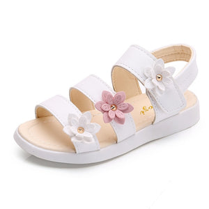 Beautiful Flower Girl Summer Sandals Kids Soft Flat  Princess Children'S Beach Shoes For Little Girl 3 4 5 6 7 8 9 10 11 12 Year