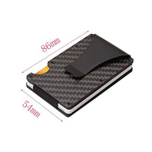 Load image into Gallery viewer, Business Aluminum Wallet Automatic Slide Card Case Carbon Fiber PU Leather Metal ID Credit Card Holder Clip
