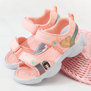 Kids Sandals Soft Princess Sandals Lightweight Shining Print Baby Girls Shoes Comfortable Summer Kids Sandal