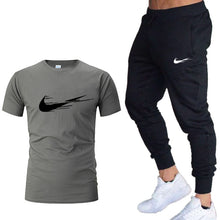 Load image into Gallery viewer, Casual tracksuit summer print suits sportwear men jogging fitness set clothing 2020 Men&#39;s sets t shirts + pants two pieces sets
