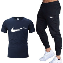 Load image into Gallery viewer, Casual tracksuit summer print suits sportwear men jogging fitness set clothing 2020 Men&#39;s sets t shirts + pants two pieces sets
