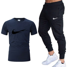 Load image into Gallery viewer, Casual tracksuit summer print suits sportwear men jogging fitness set clothing 2020 Men&#39;s sets t shirts + pants two pieces sets
