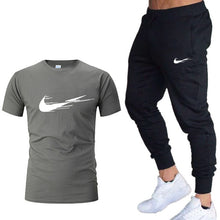 Load image into Gallery viewer, Casual tracksuit summer print suits sportwear men jogging fitness set clothing 2020 Men&#39;s sets t shirts + pants two pieces sets
