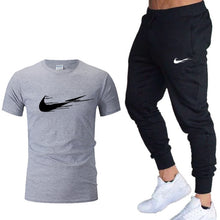 Load image into Gallery viewer, Casual tracksuit summer print suits sportwear men jogging fitness set clothing 2020 Men&#39;s sets t shirts + pants two pieces sets
