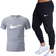 Load image into Gallery viewer, Casual tracksuit summer print suits sportwear men jogging fitness set clothing 2020 Men&#39;s sets t shirts + pants two pieces sets
