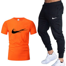 Load image into Gallery viewer, Casual tracksuit summer print suits sportwear men jogging fitness set clothing 2020 Men&#39;s sets t shirts + pants two pieces sets
