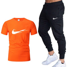 Load image into Gallery viewer, Casual tracksuit summer print suits sportwear men jogging fitness set clothing 2020 Men&#39;s sets t shirts + pants two pieces sets
