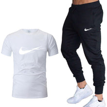 Load image into Gallery viewer, Casual tracksuit summer print suits sportwear men jogging fitness set clothing 2020 Men&#39;s sets t shirts + pants two pieces sets
