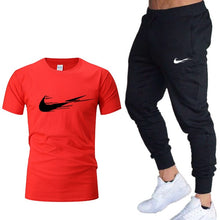 Load image into Gallery viewer, Casual tracksuit summer print suits sportwear men jogging fitness set clothing 2020 Men&#39;s sets t shirts + pants two pieces sets
