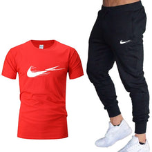 Load image into Gallery viewer, Casual tracksuit summer print suits sportwear men jogging fitness set clothing 2020 Men&#39;s sets t shirts + pants two pieces sets
