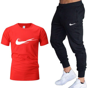 Casual tracksuit summer print suits sportwear men jogging fitness set clothing 2020 Men's sets t shirts + pants two pieces sets