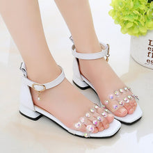 Load image into Gallery viewer, Fashion Princess Rhinestones Children Summer High Heel Sandals Big Kids Shoe 2020 New Little Girl Sandal 3 4 5 6 7 8 9 10 11 12
