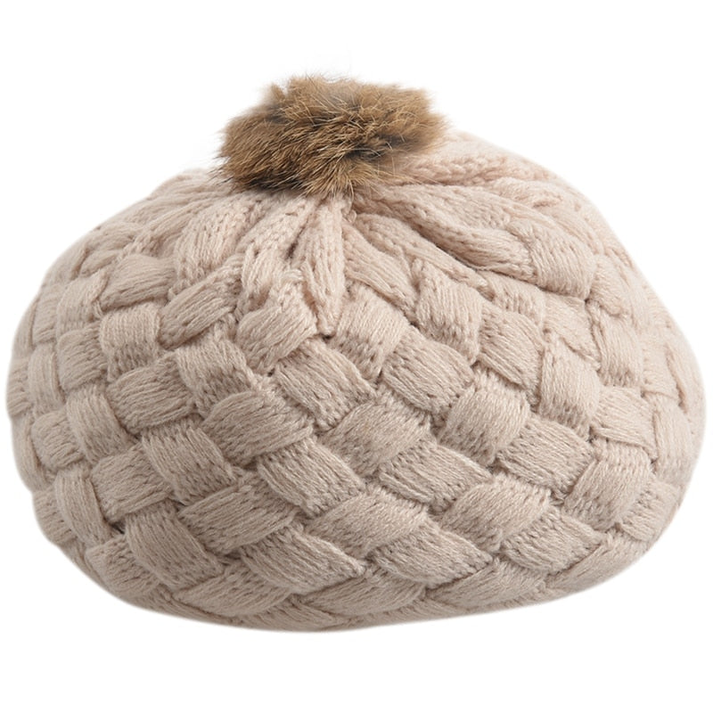 Cute Baby Winter Warm Toddler Infant Knit Crochet Beanie Hat Cap Kids Girl Child - Beige