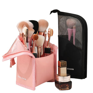 PURDORED 1 Pc Stand Cosmetic Bag for Women Clear Zipper Makeup Bag Travel Female Makeup Brush Holder Organizer Toiletry Bag