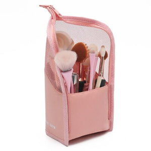 PURDORED 1 Pc Stand Cosmetic Bag for Women Clear Zipper Makeup Bag Travel Female Makeup Brush Holder Organizer Toiletry Bag