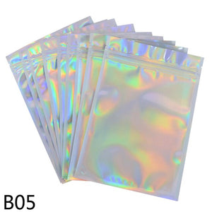 20Pcs Laser Ziplock Bag Clear Plastic Candy Food Zipper Self Bag For Home Travel Party Gift Packing Decor Jewelry Cosmetic Pouch